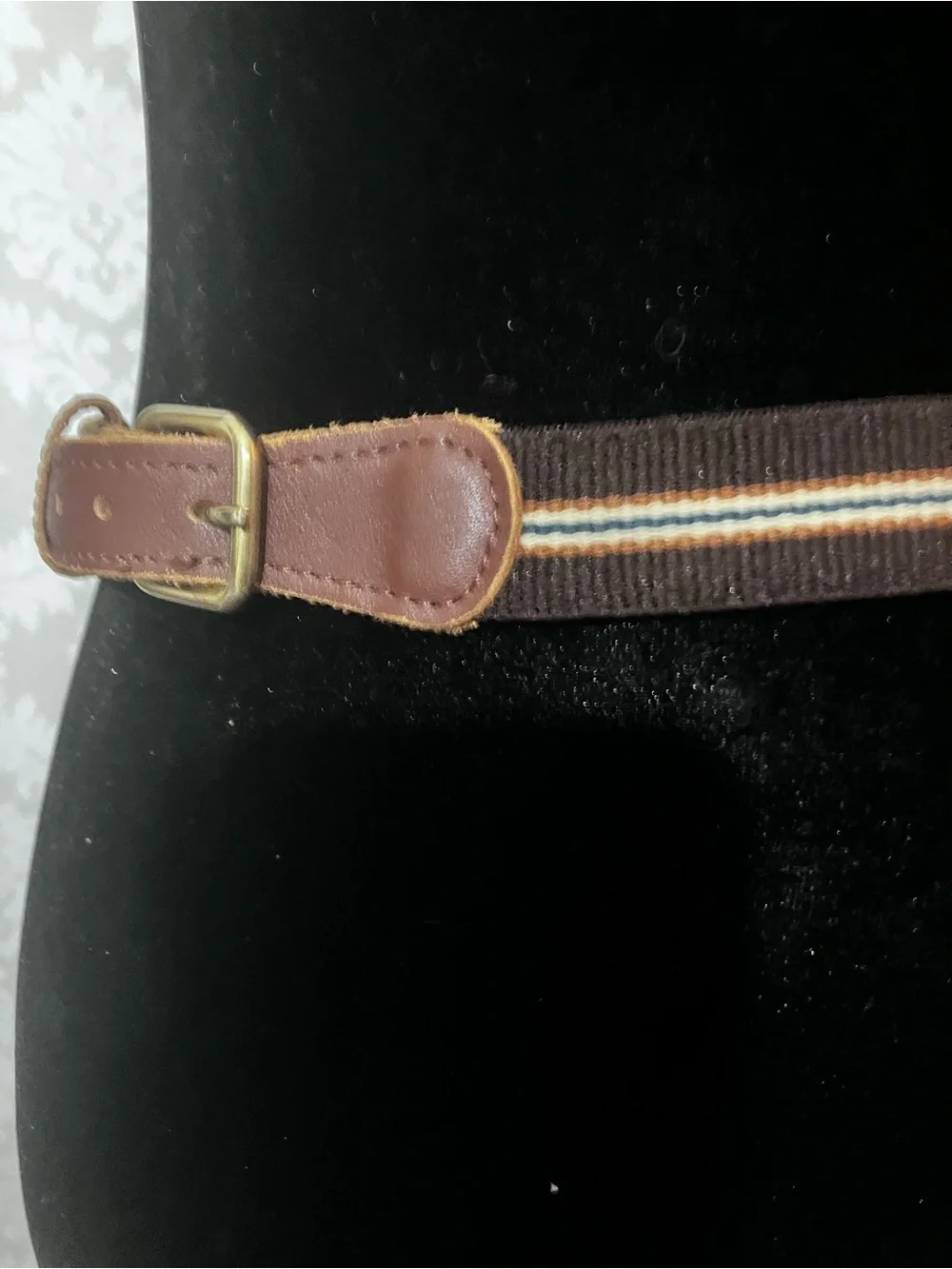 Grosgrain Ribbon Leather Tab Belt